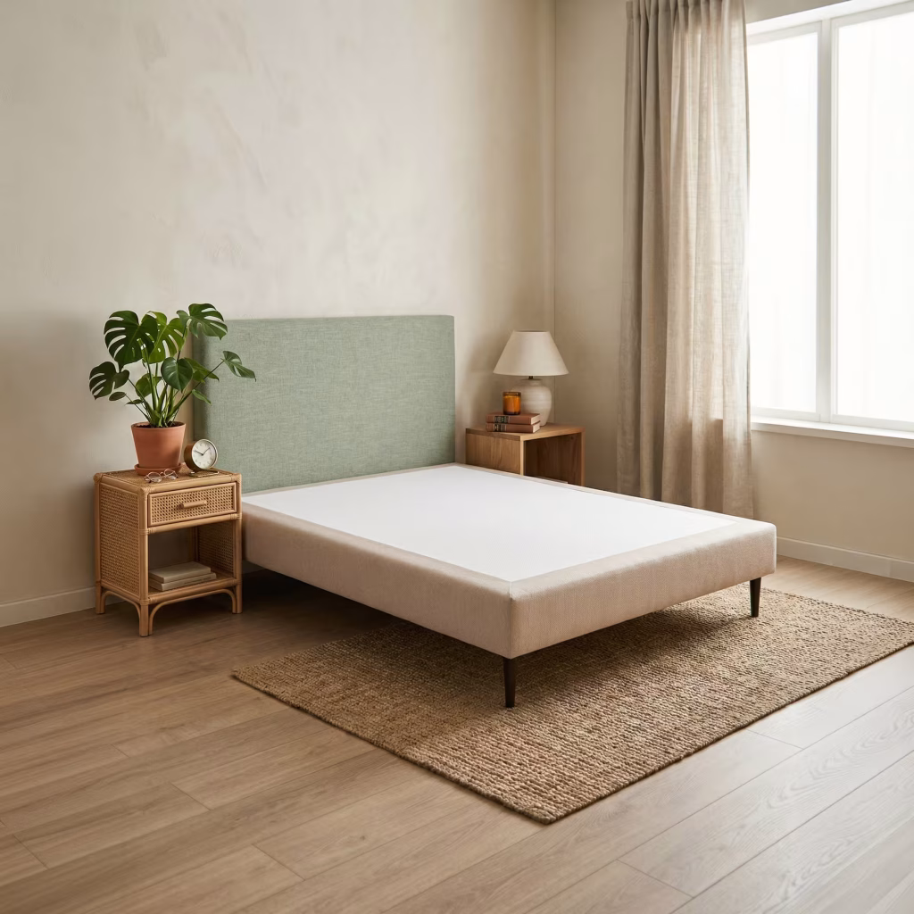 base tapizada en color beige